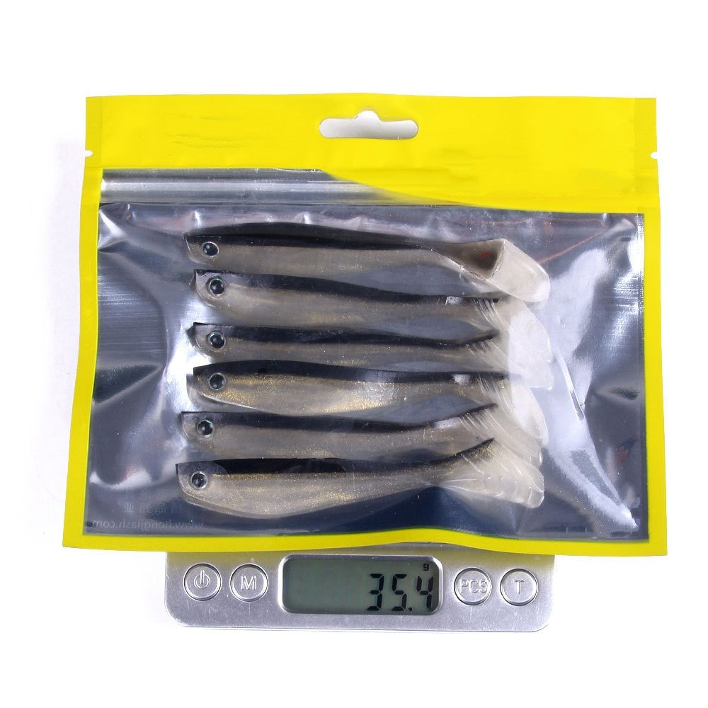MrFishingSupplies | Soft Plastic Bait Two-color Black Back 10cm 6 Pack T Tail