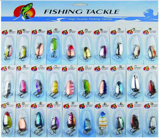 Mr Fishing Supplies Metal Sheetmetal Lures Set 30x Spinnerbait Fishing Hard Lure Pike Salmon Bass Card 2 Fish Bait Hook Fishing Tackle spinners