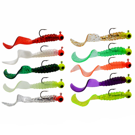 GOBYGO| Pre Rigged Jig Head Soft Grub Bait
