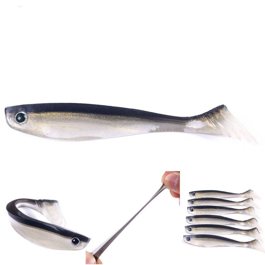 MrFishingSupplies | Soft Plastic Bait Two-color Black Back 10cm 6 Pack T Tail