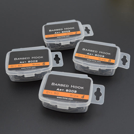 HIRISL | 50 Boxed Fish Hooks With Barbs