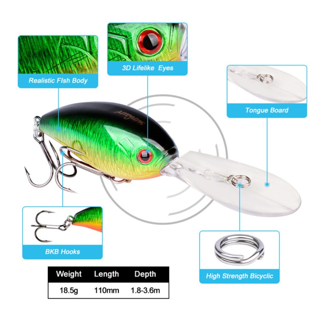 Proberos | 11cm Crankbait Plastic Hard Bait 18.5g